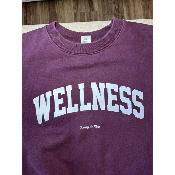 Sporty & Rich Burgundy Wellness Ivy Crewneck Sweatshirt Men's Size Small - Picture 3 of 7